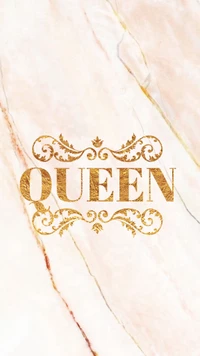 Elegant Gold "Queen" Design on Marble Background