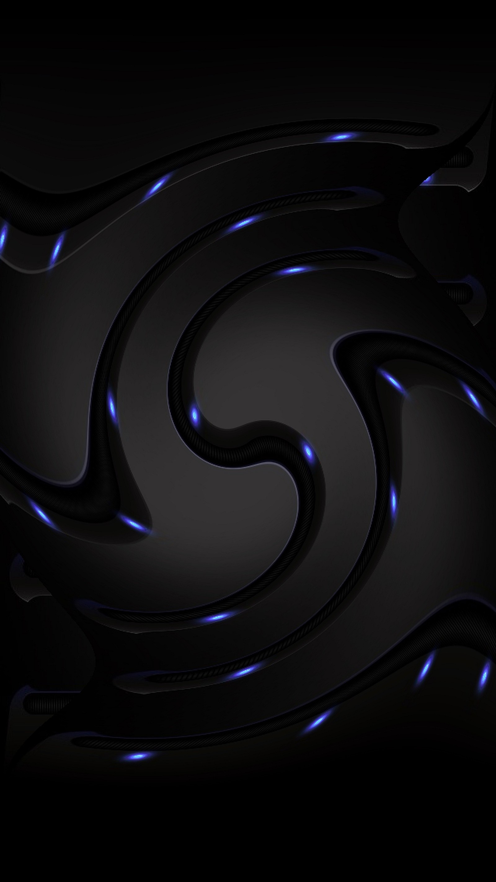 A black background with a blue swirl and a black background (abstract, amoled, black, blue, color)