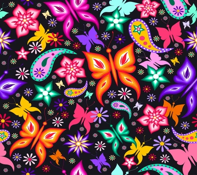 Design floral et de papillons abstrait vibrant