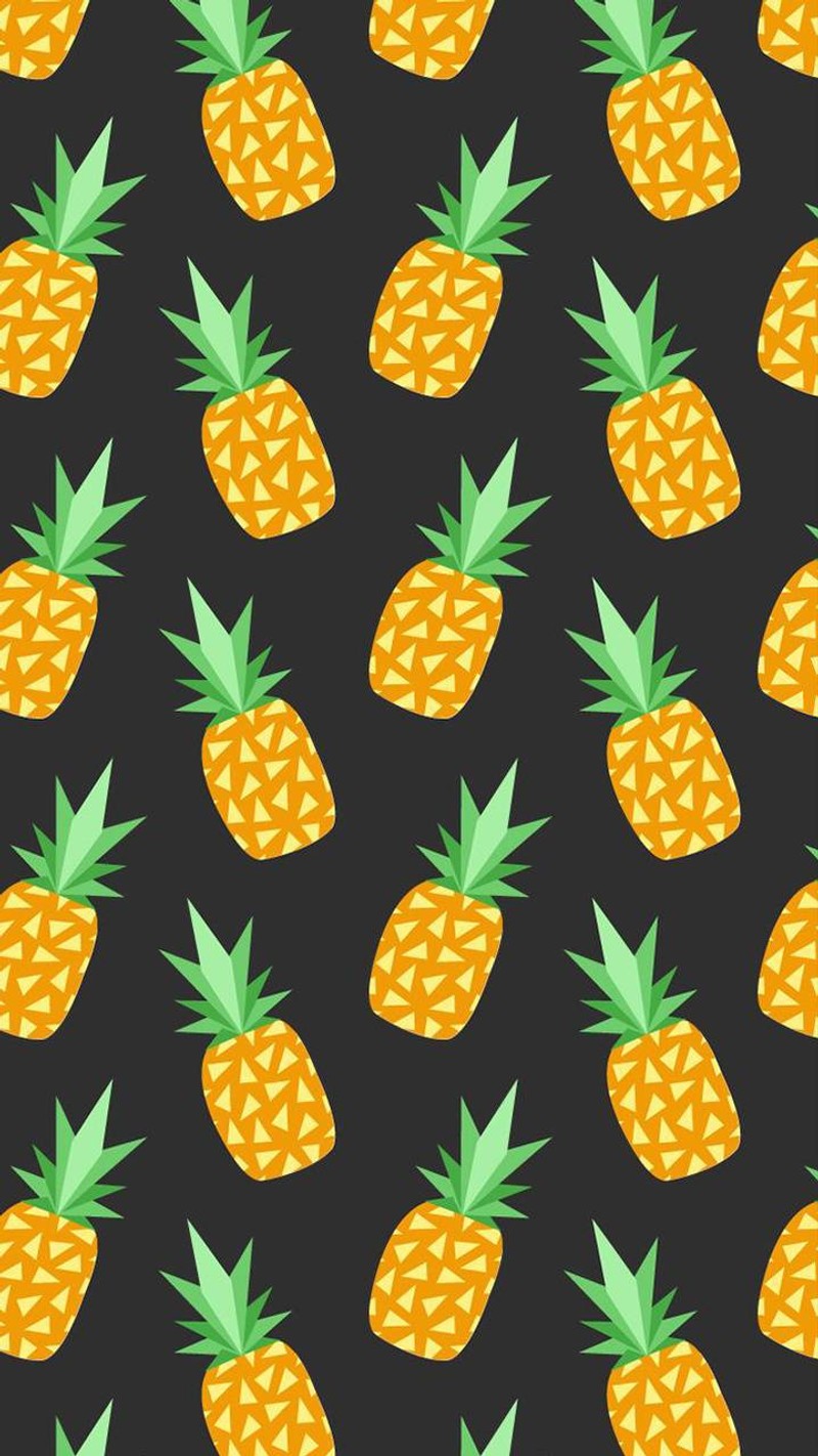 Um padrão de abacaxis em fundo preto (abacaxi, raining pineapples)