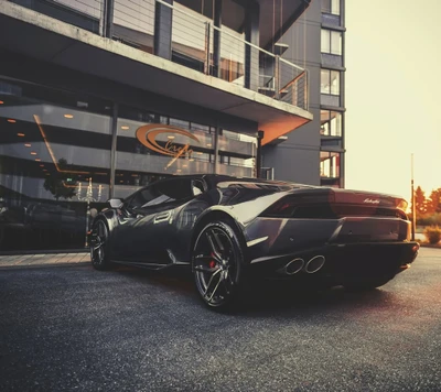 Sleek Lamborghini Huracán Parked at Sunset