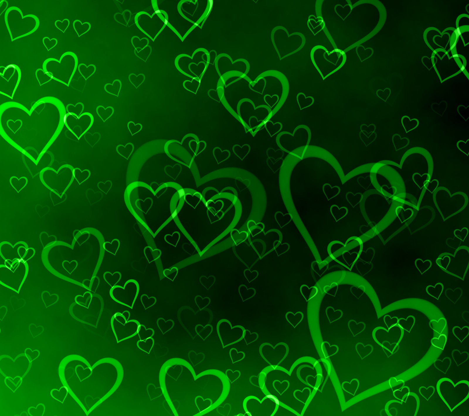 A close up of a green background with many hearts (abstract, colors, green, hearts, karmughil)