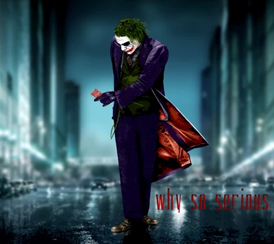 Joker's Iconic 'Why So Serious?' Stance Amidst Gotham's Shadows