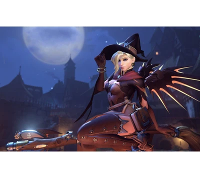 Skin Halloween d'Overwatch : Sorcière Mercy dans la Nuit Éclairée par la Lune