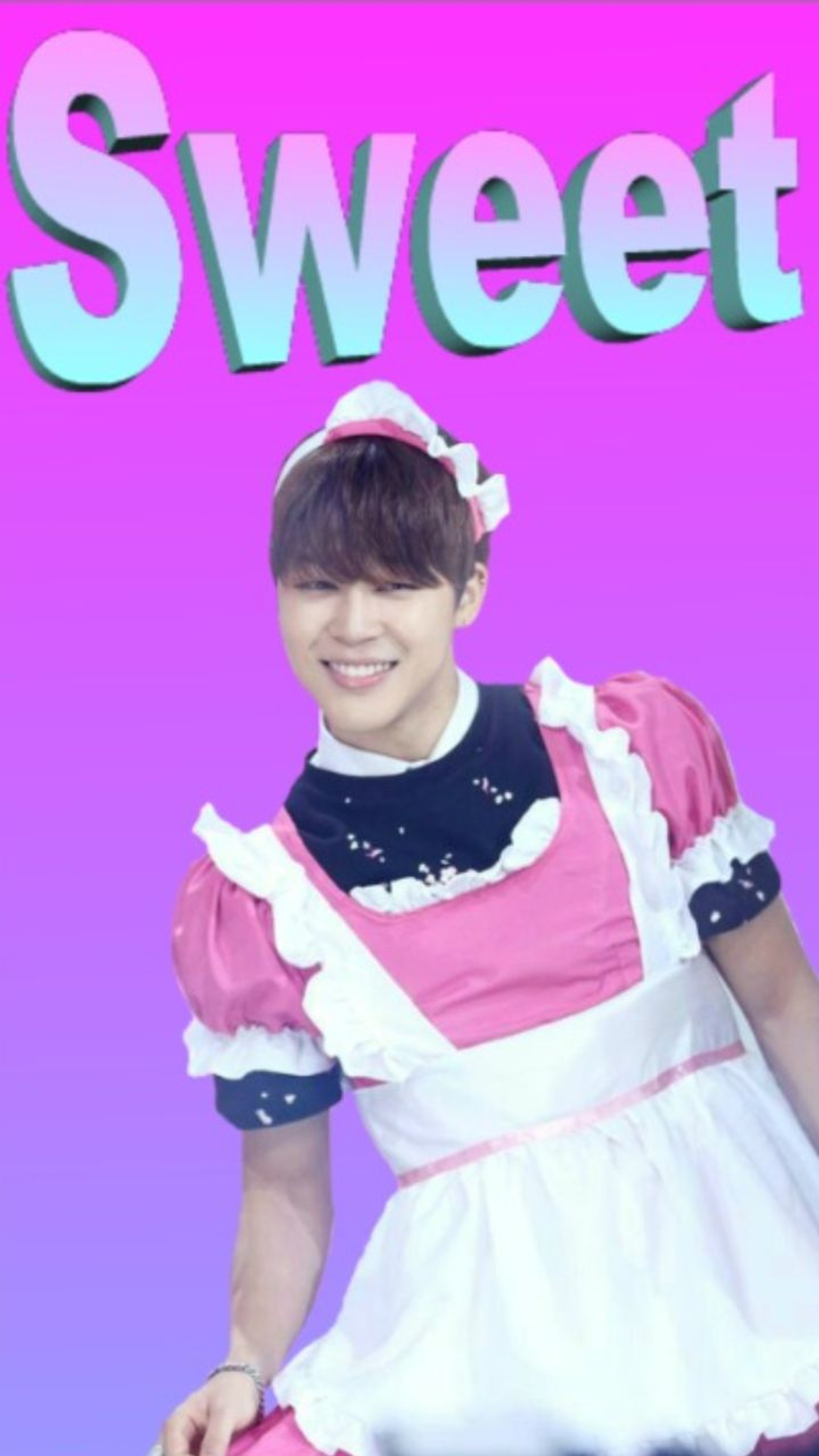 Girafa vestindo um vestido rosa e branco e um avental rosa e branco (bts, jimin, k pop, kpop)