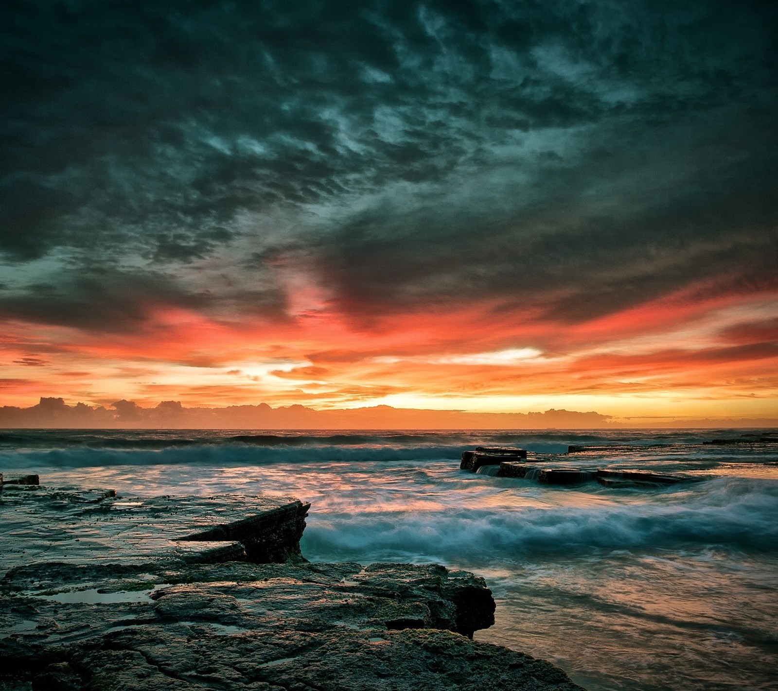 Descargar fondo de pantalla mar, atardecer