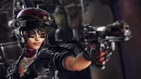 Moze aus Borderlands 3: Bereit zum Handeln mit ihrer Waffe