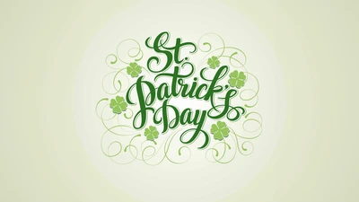 St. Patrick's Day Celebration with Elegant Green Typography and Clover Accents