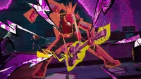 Spider Punk tocando com energia elétrica em Através do Spider-Verse