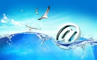 e mail, wasser, blau, graphiken, welle