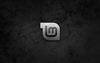 Monochromes Linux Mint-Logo auf dunklem strukturiertem Hintergrund