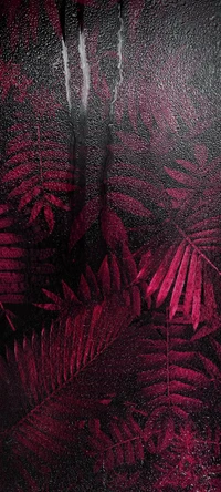 Motifs de feuilles magenta symétriques sur un fond sombre