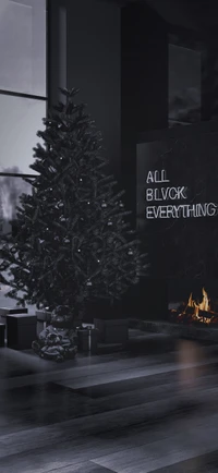 christmas tree, christmas, building, black, branch wallpaper