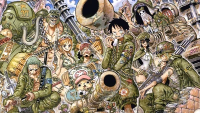 Piratas del Sombrero de Paja en Equipo Militar: Una Aventura de One Piece