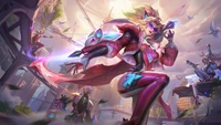 Vayne: Kampf Fledermaus Skin in Rosenquarz Chroma - League of Legends Splash Art