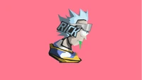 Arte minimalista de Rick Sanchez em fundo rosa