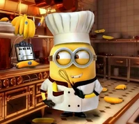 banane, chef, niedlich, lustig, minion