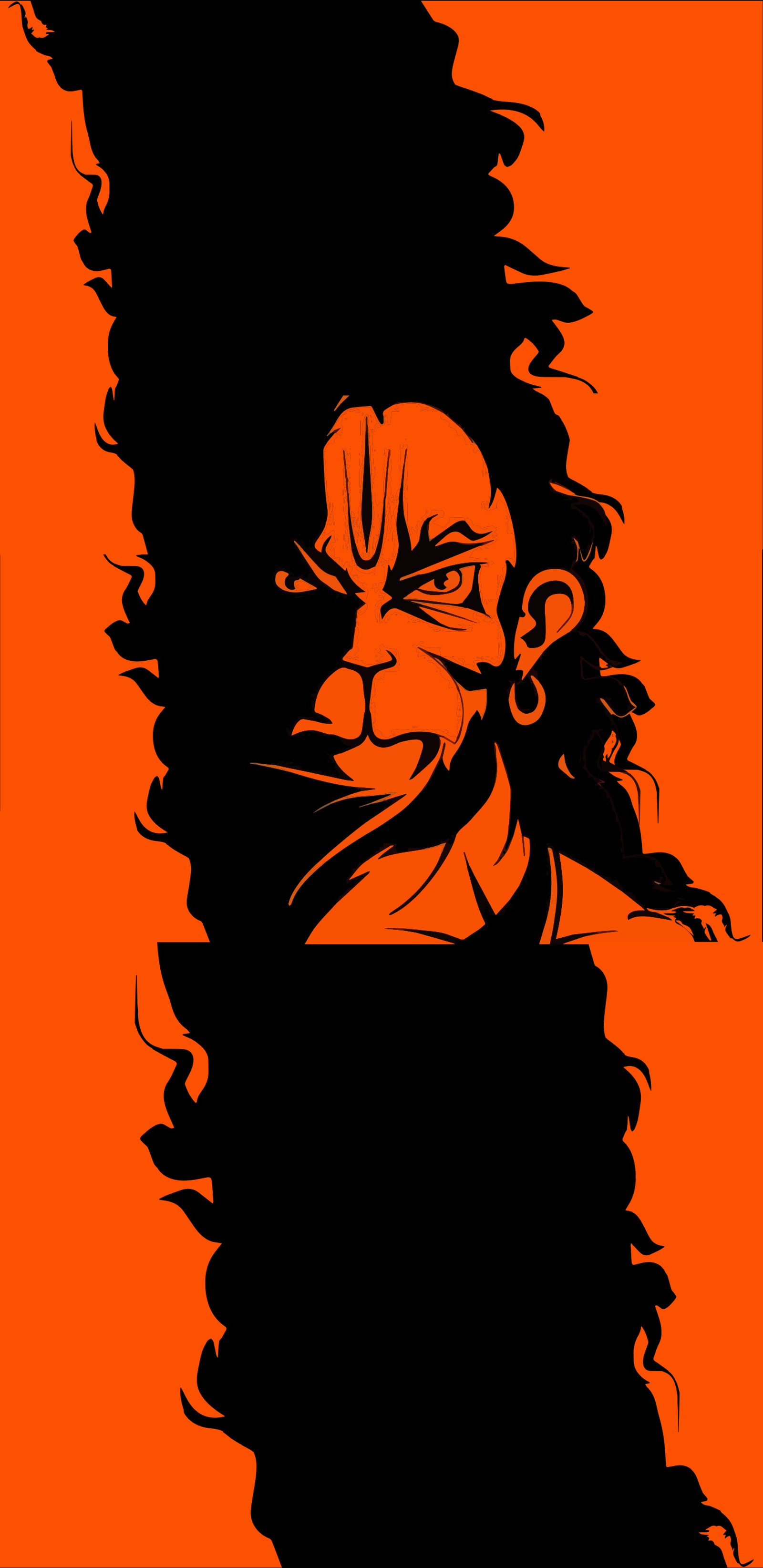 Hay un cartel negro y naranja con un león en él (amoled, manzana, negro, oscuro, galaxia)