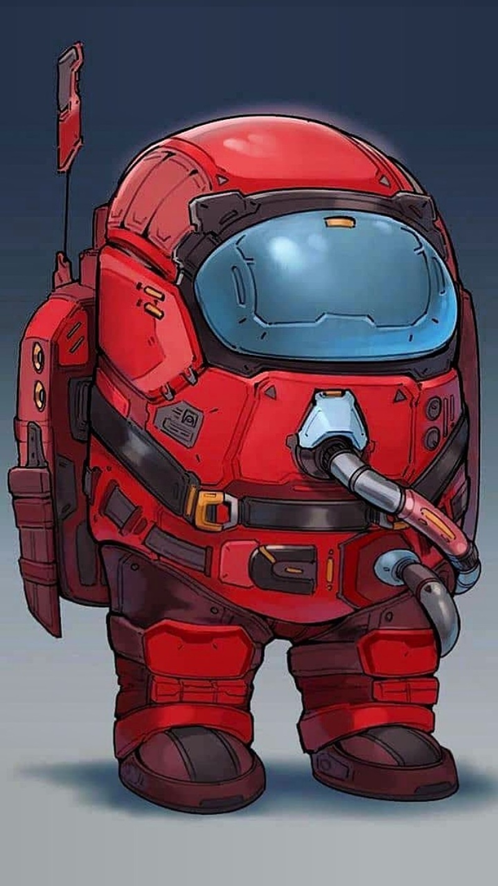 Um desenho animado de um traje espacial vermelho com uma arma na mão (among us, jogo, jogadores, jogos, impostor)