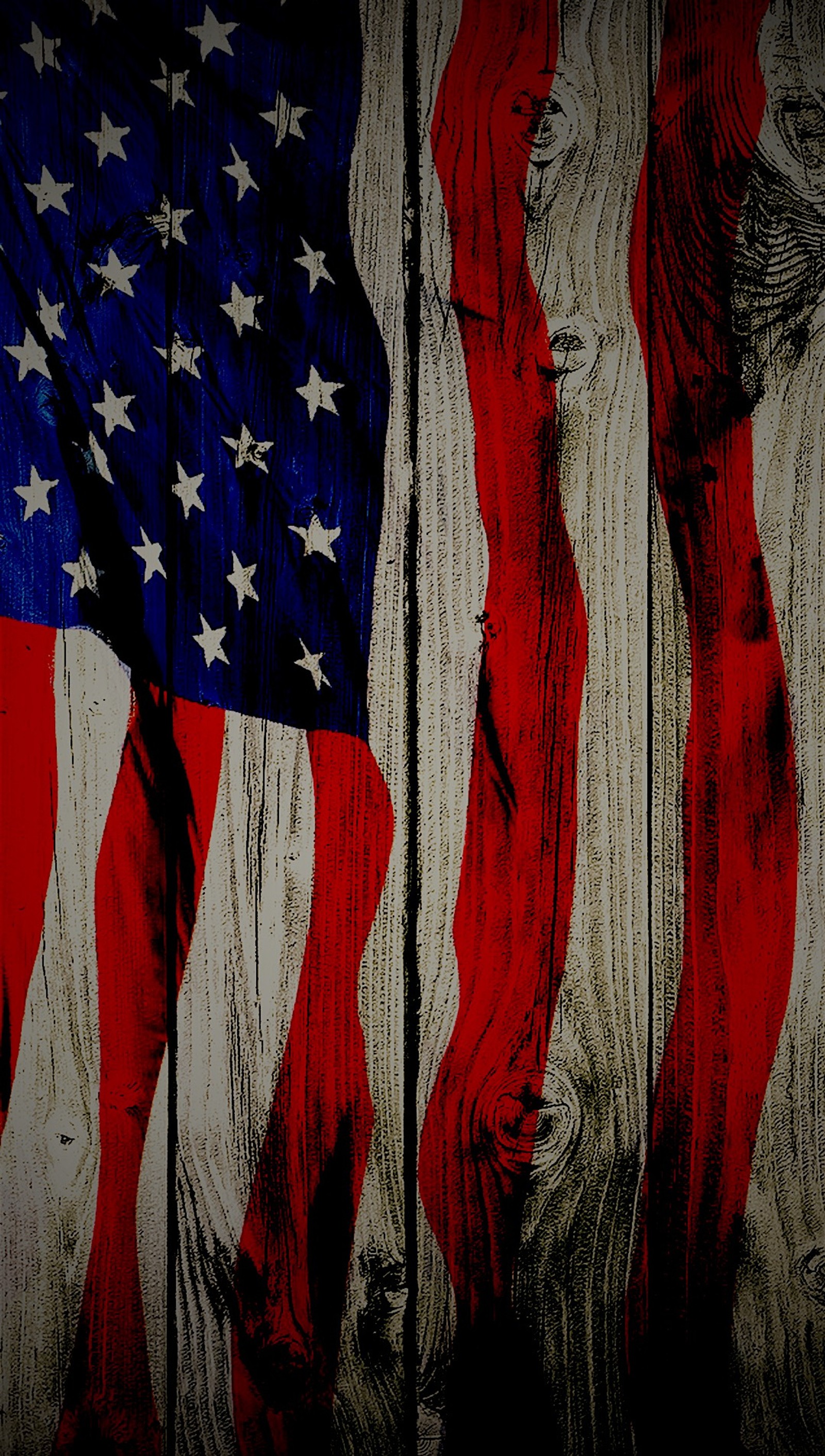 Ein bild einer flagge, die auf einer holzwand gemalt ist (amerikanisch, tafel, fahne, usa)