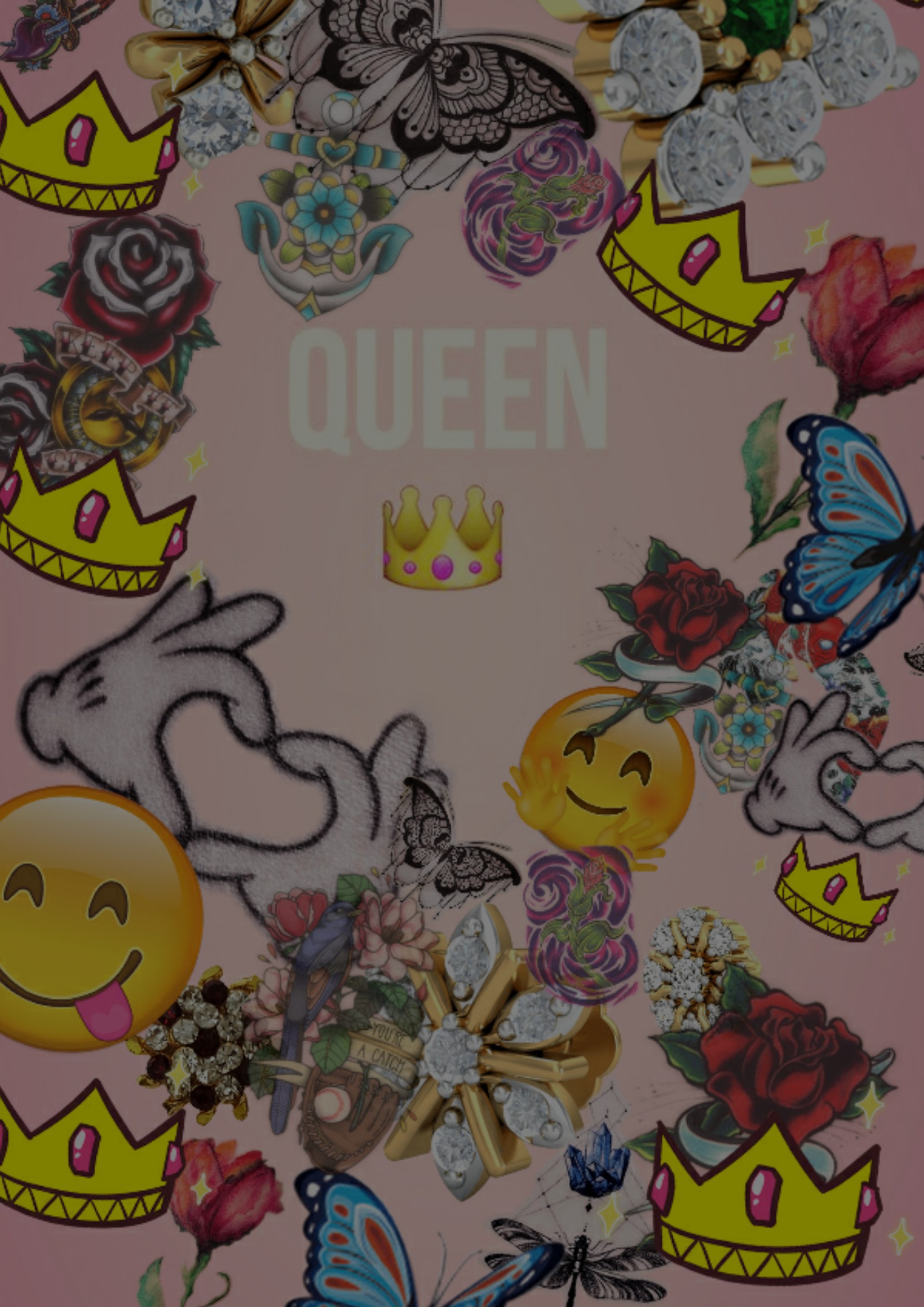 crown, emoji, hello, pink, queen Download Wallpaper