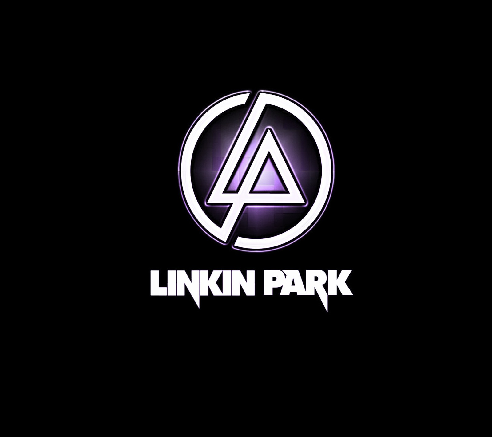 Un fond noir avec le logo de linkin park en violet et blanc (linkin park, linkin park logo)