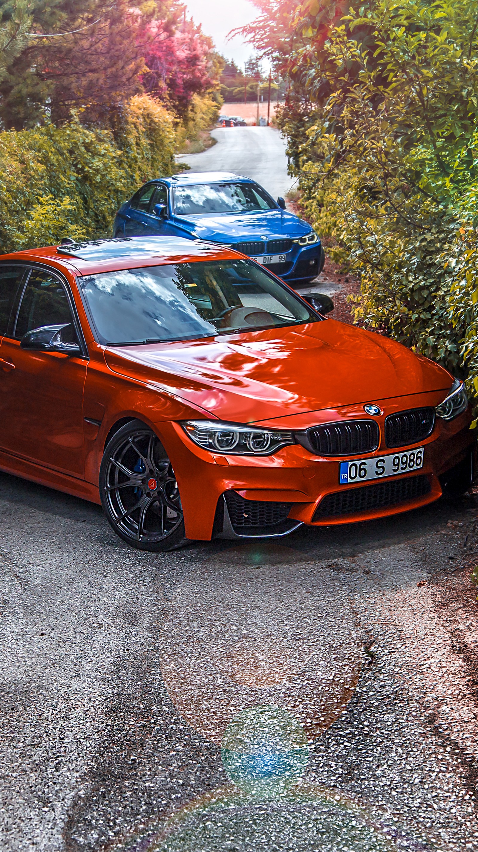 There are two cars parked next to each other on the street (ankara, bmw, bmw m3, car, cars)