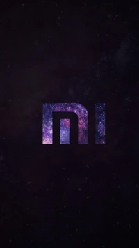 Cosmic Red: The Mysterious Mi Logo Against a Dark Galaxy