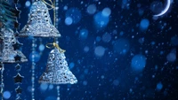 Winter Wonderland: Glimmering Christmas Ornaments Against a Starry Night Sky