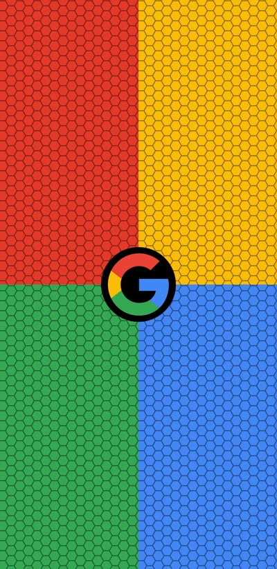 Colorful Hexagonal Pattern with Google Logo