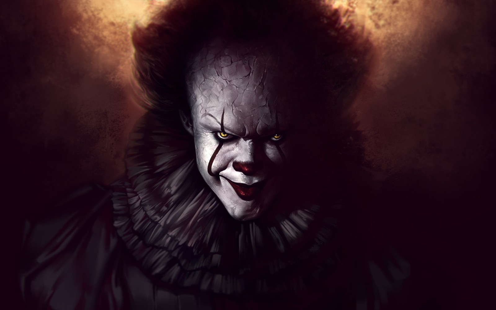 Ein bild von einem gruseligen clown mit einem gruseligen blick (clown, tanzender clown, it, pennywise)