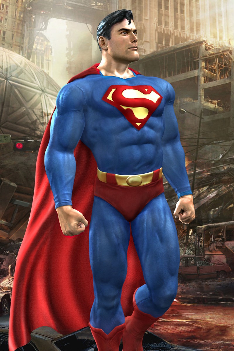 Arafed superman standing in a city with a city in the background (dc, heroes)