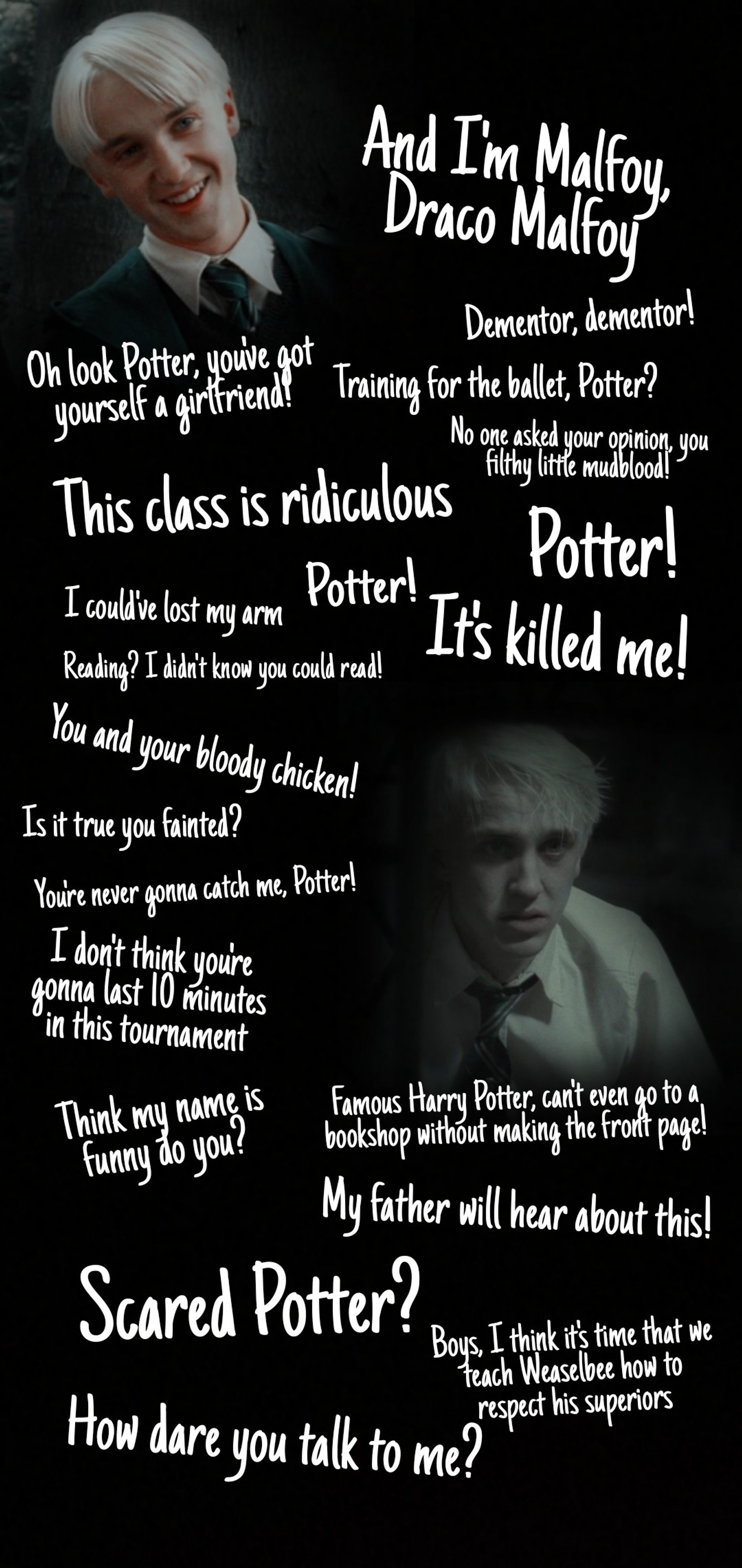 draco malfoy, harry potter, quotes Download Wallpaper