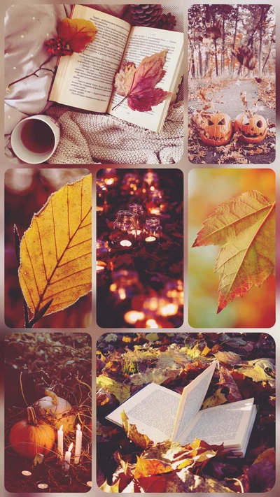 automne, halloween, feuilles, citrouille