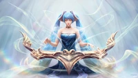 Sona, a Maven das Cordas, canalizando harmonia em League of Legends.