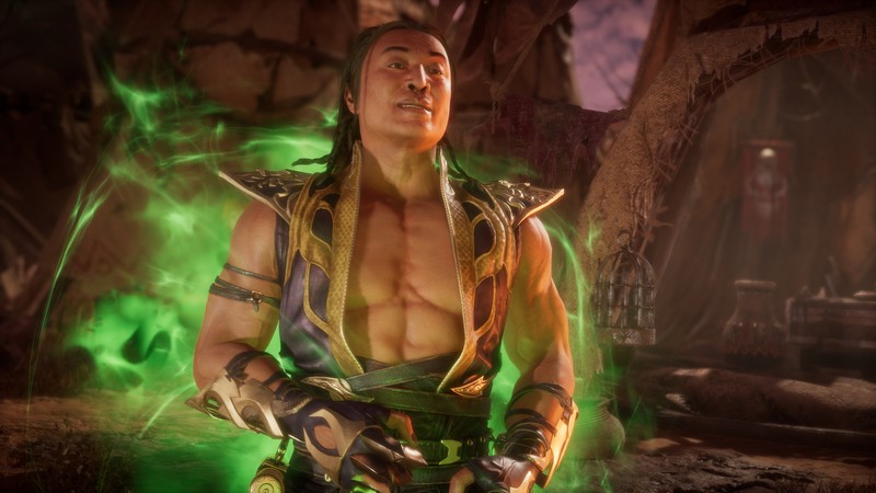 Человек в зеленом наряде с зеленым светом (shang tsugn, mortal kombat 11, видеоигра)