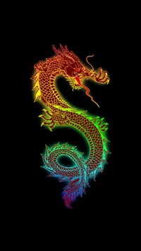 Vibrant Neon Chinese Dragon: A Symbol of Power and Luck