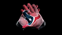 Houston Texans Football Gloves on a Dark Background