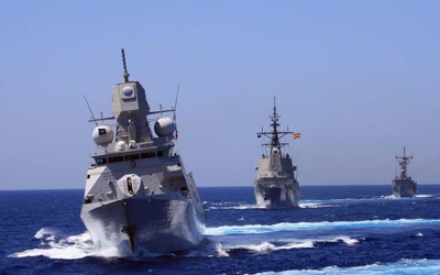 Turkish Navy Guided Missile Destroyers in Formation at Sea