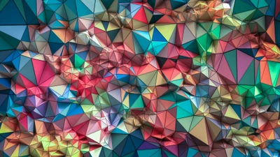 Triângulos geométricos 3D coloridos: formas abstratas em tons vibrantes