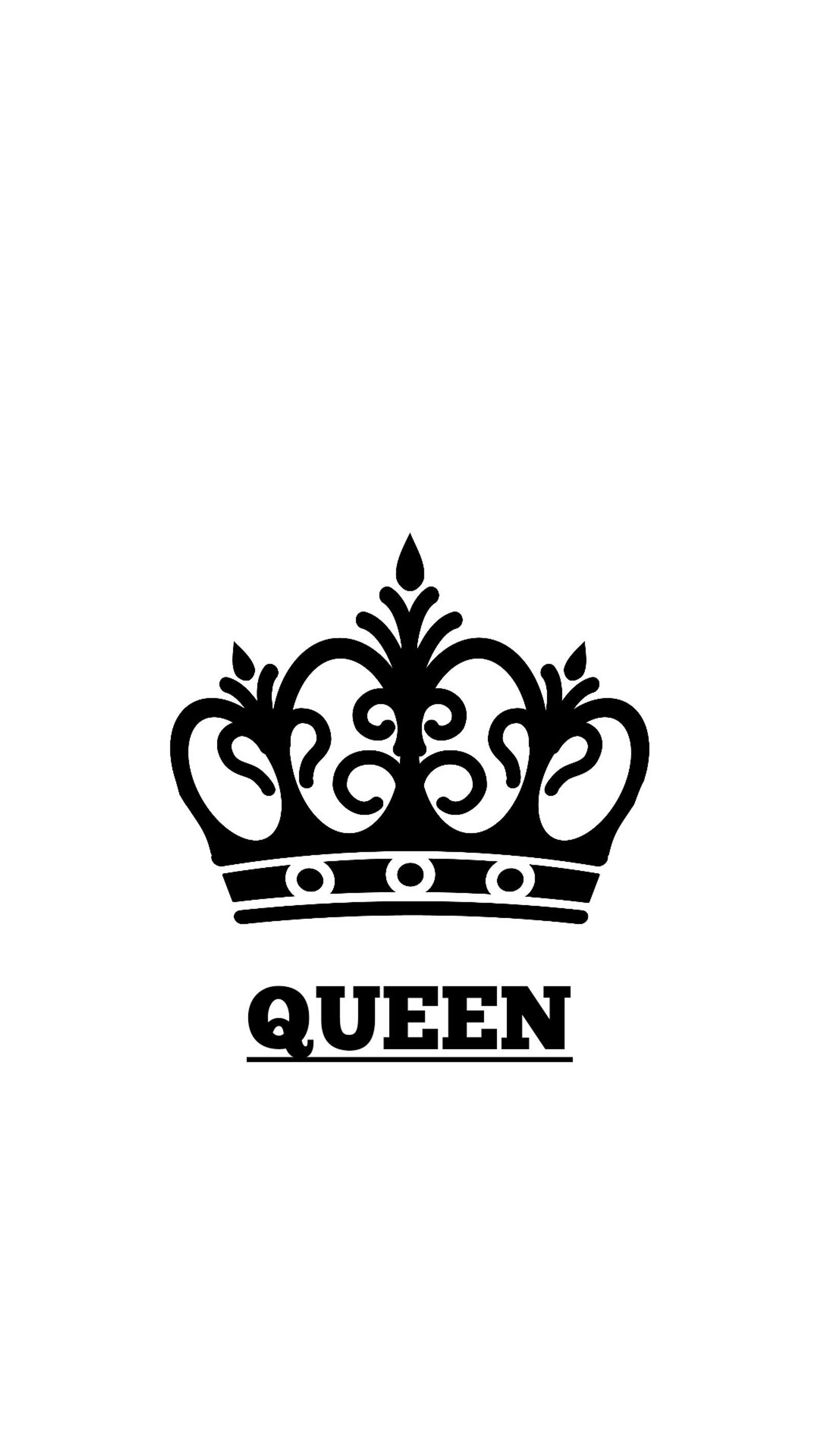 A black and white photo of a crown with the word queen (design, logo, queen)