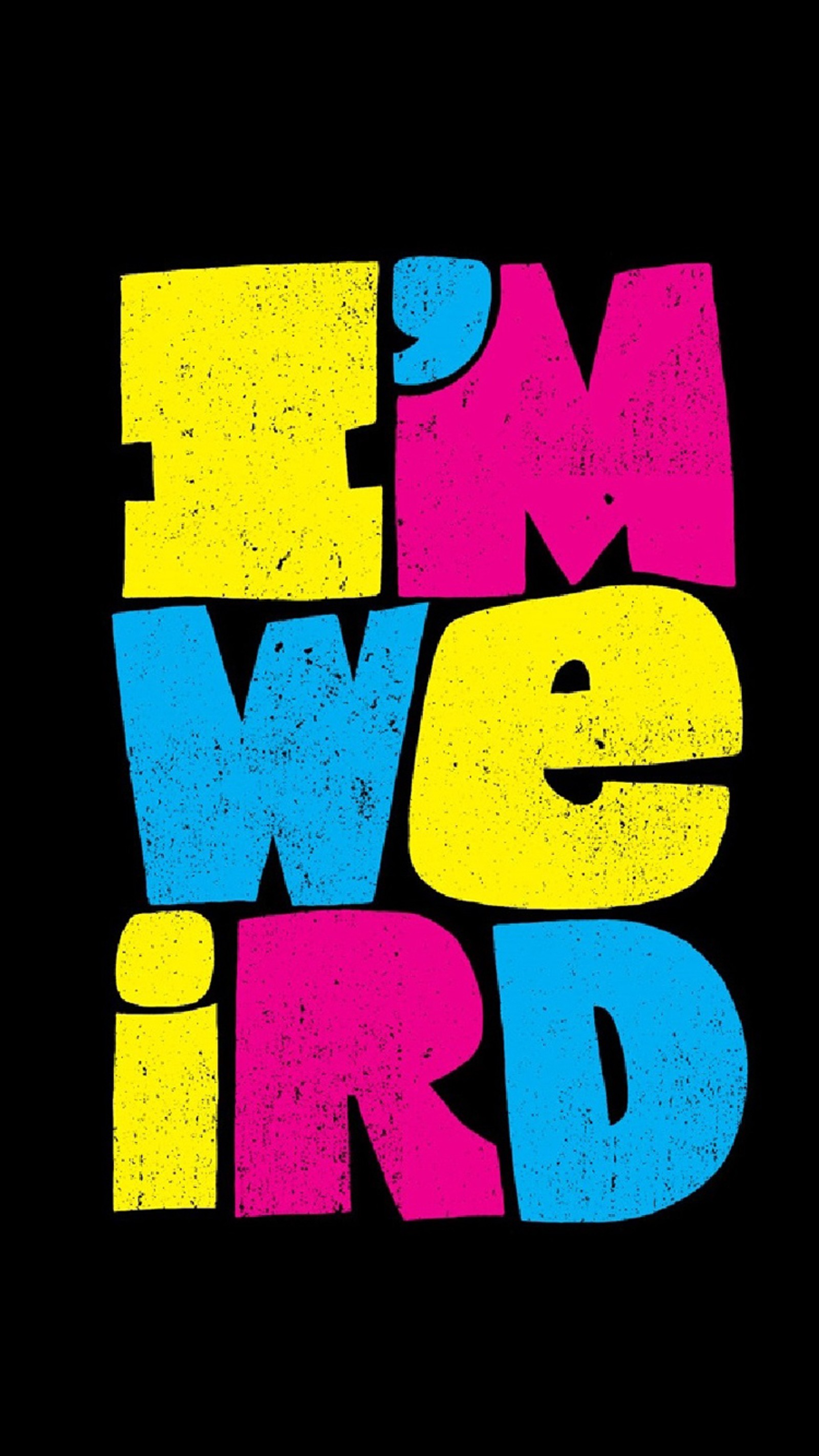 A close up of a colorful text on a black background (drawn, funny, lockscreen, typography, weird)