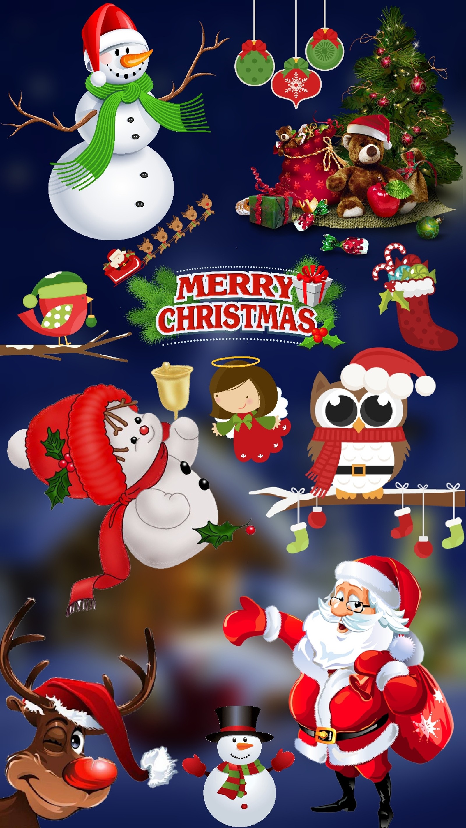 Christmas icons pack - miscellaneous objects graphics (christmas, holidays, owl, robin, rudolf)