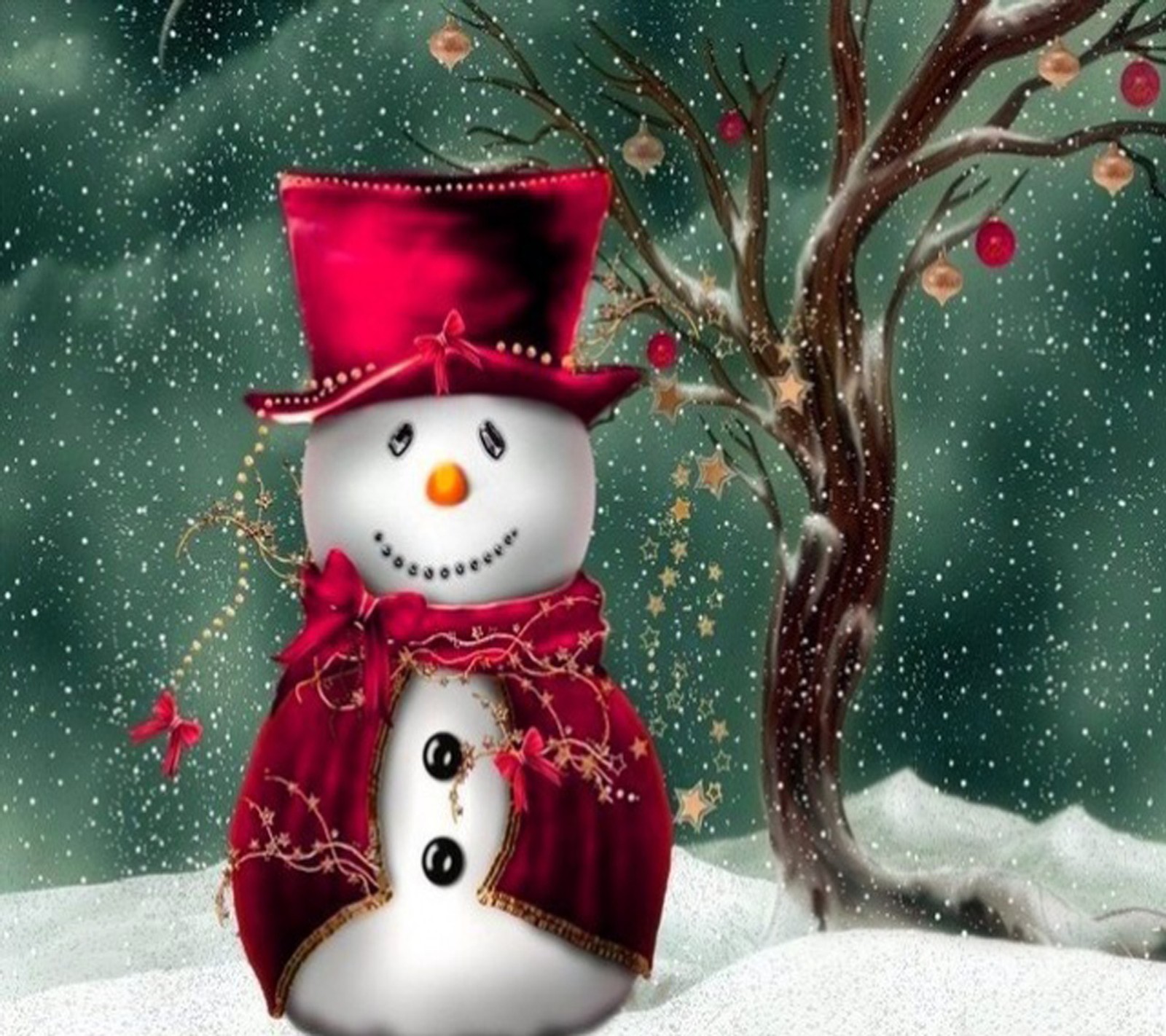 Il y a un bonhomme de neige qui porte un chapeau et une écharpe rouges (noël, joyeux, bonhomme de neige)