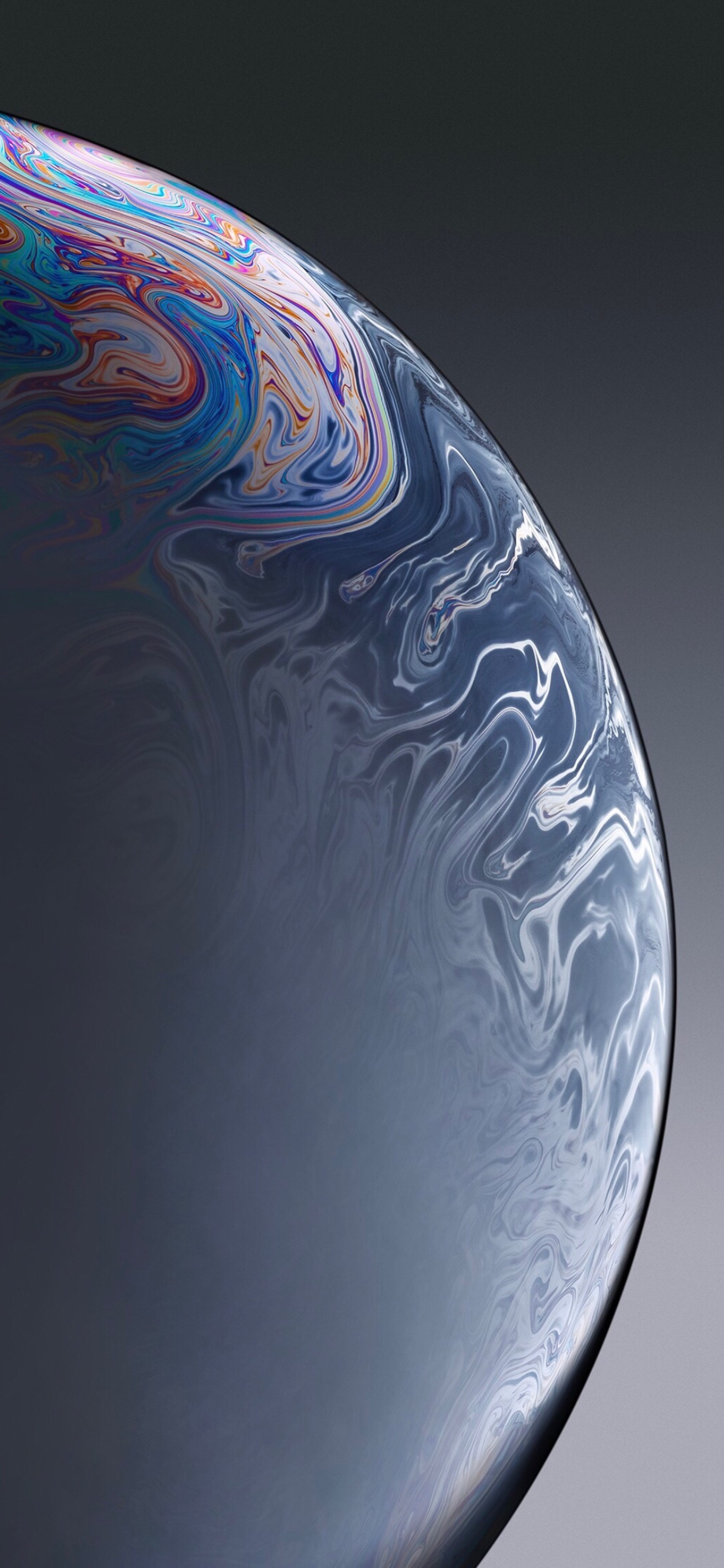 A close up of a cell phone with a colorful swirl design on the back (iphone, iphone xs, xr, xs max, apple)