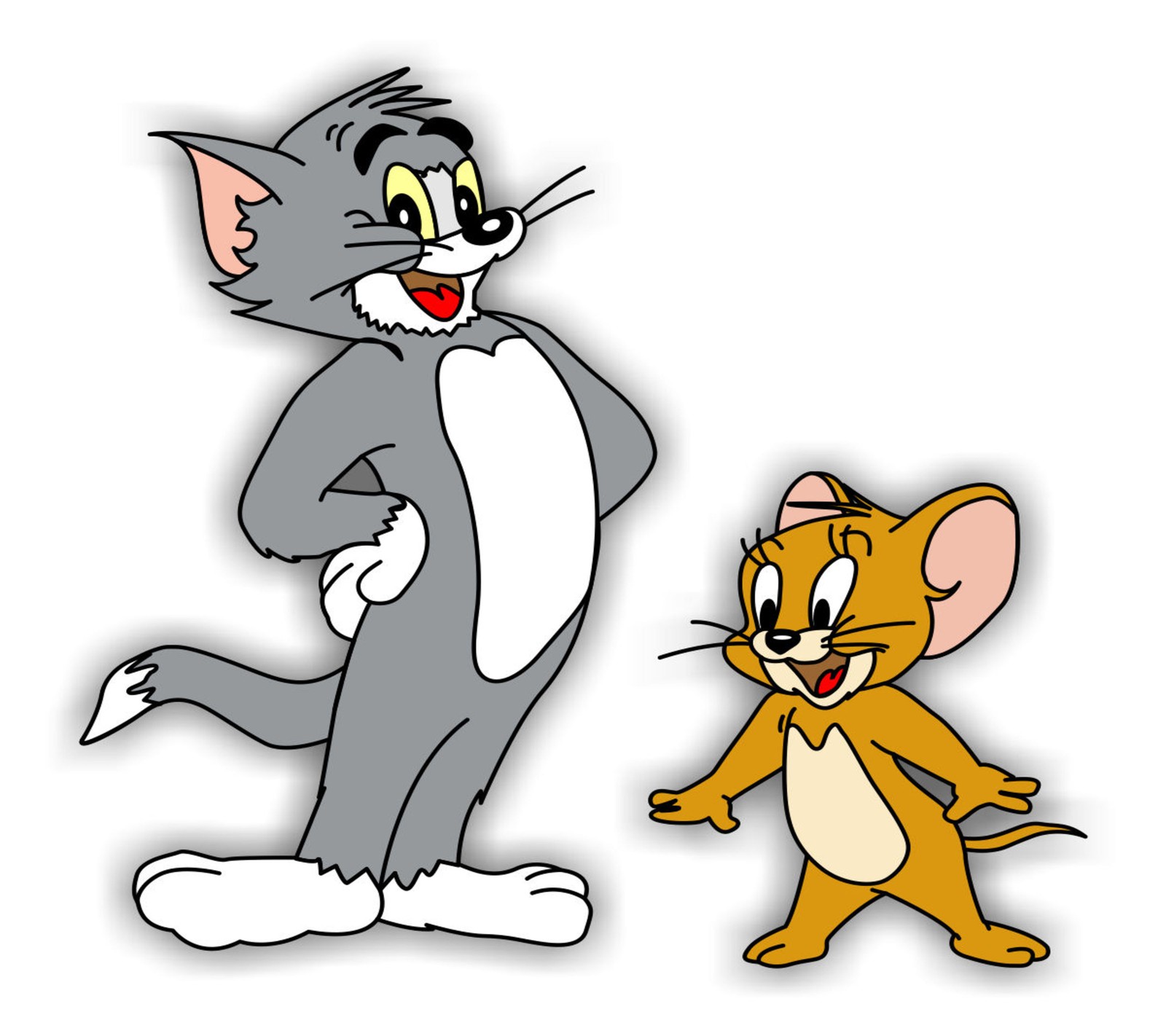 Cartoon-katze und maus stehen nebeneinander (cartoons, tom und jerry, tom and jerry)