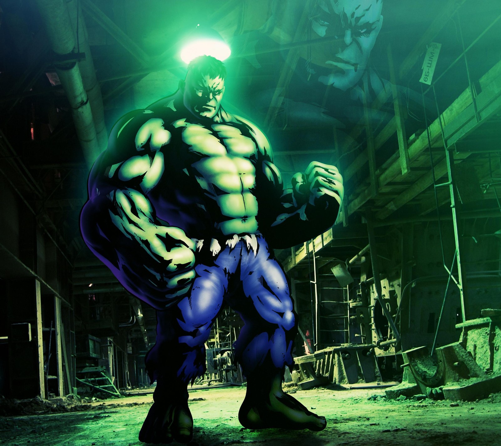 Hulk dans une lumière verte (hd, hulk)