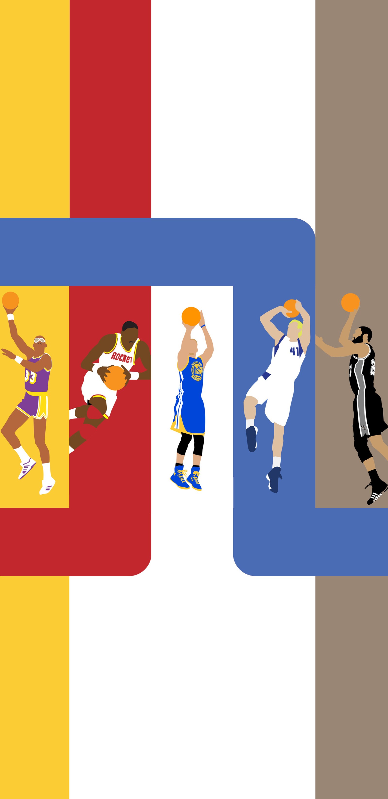 There are many different basketball players in different colors (4k, ball, basketball, hd, nba)