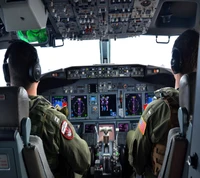 Pilots Navigating an Aircraft Cockpit