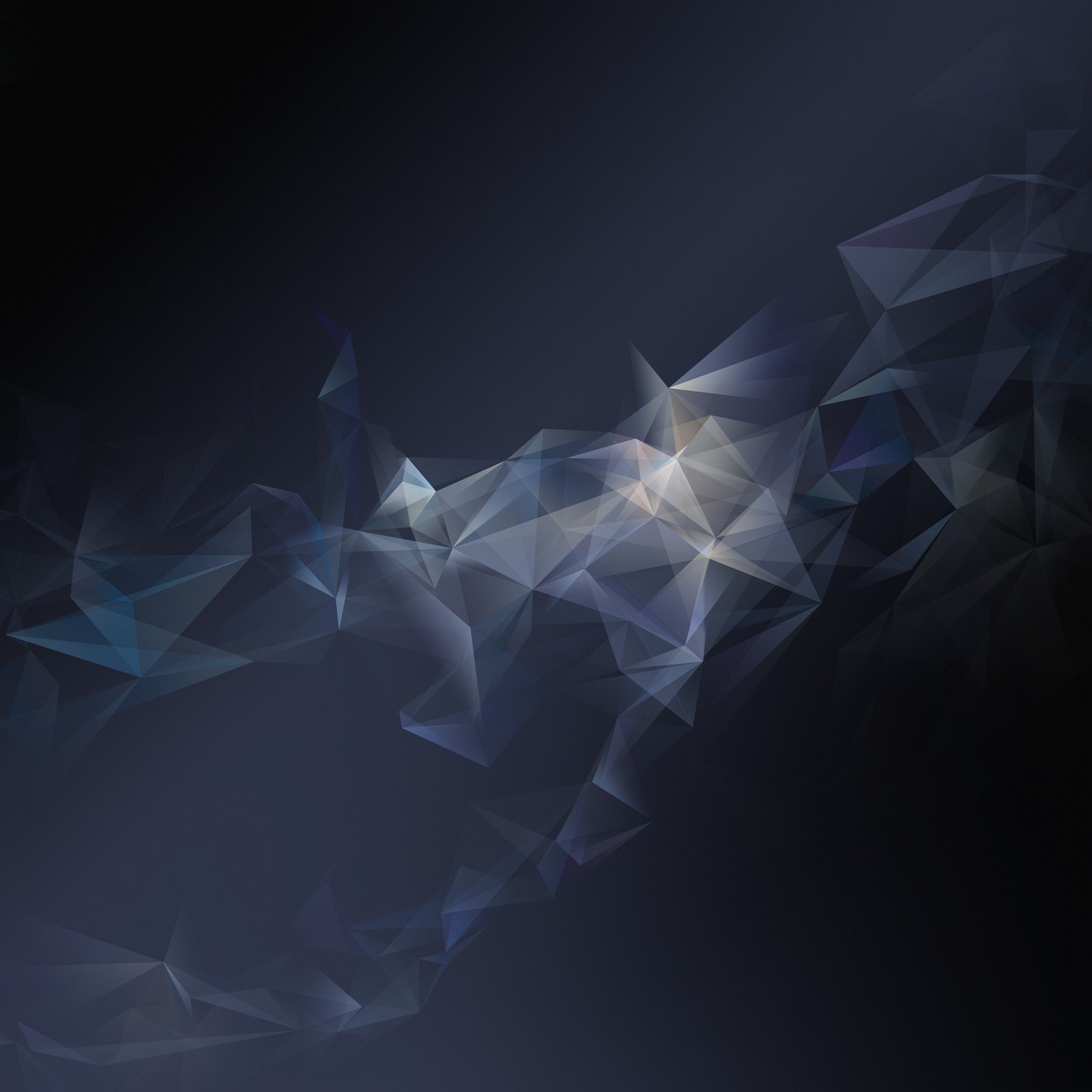 Abstract blue background with triangles and a dark sky (abstract, galaxy s9, grey, oryginal, s9)